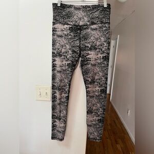 Athleta Black and Pink Patterned Leggings
